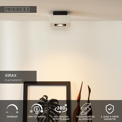 Lucide XIRAX - Plafondspot - LED Dim to warm - GU10 - 1x5W 2200K/3000K - Wit